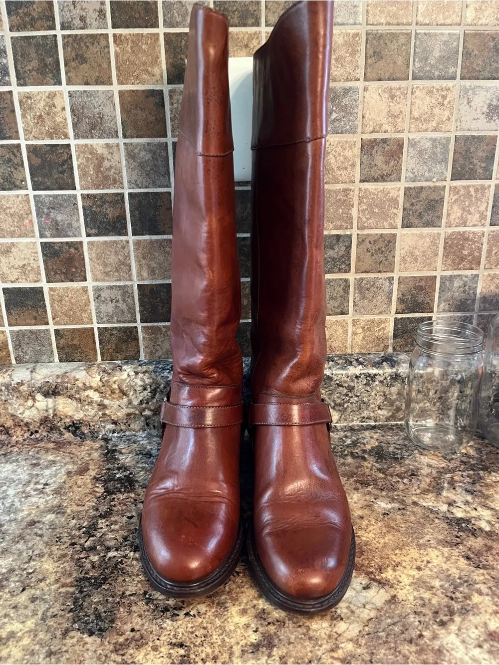 Cole Haan Women's  Leather  ridding Boots - Chestnut Brown
